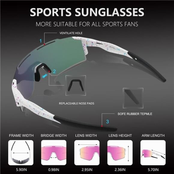 Cycling Sunglasses Polarized Sunglasses for Cycling Men Women with 1 Lens or 3 - Picture 4 of 6